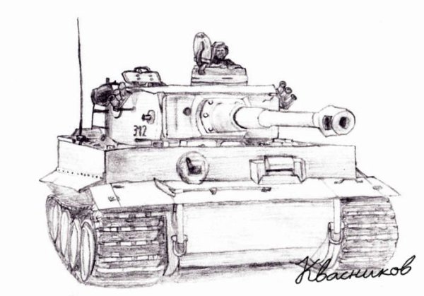 Рисунок танка фломастерами