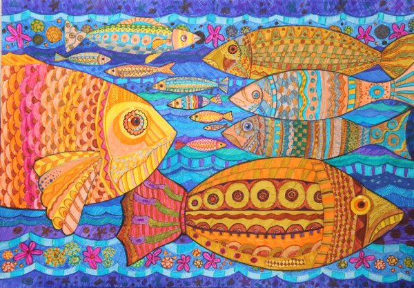 Декоративное рисование рыбы