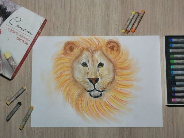 Рисунки маркерами Лев