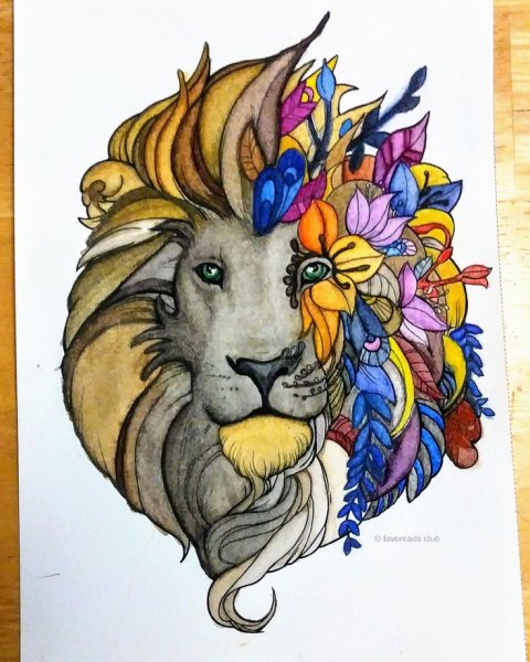 Лев рисунок фломастерами