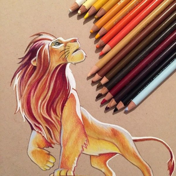 Лев маркерами