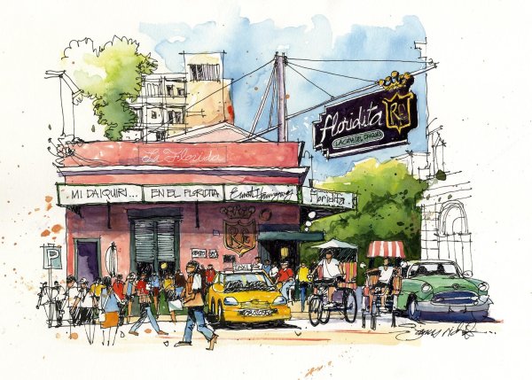 Куба акварель