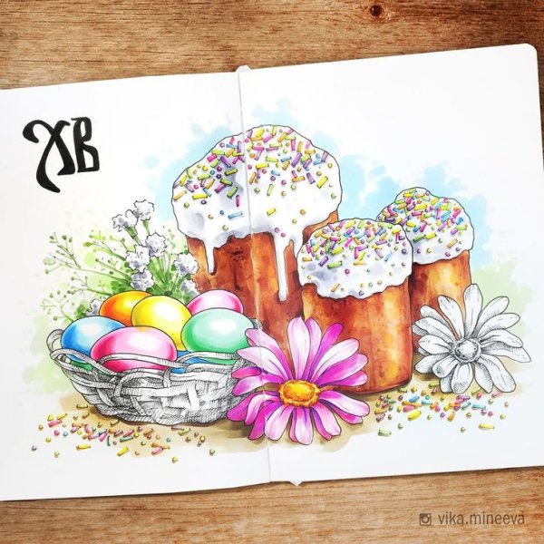 Пасхальные рисунки маркерами