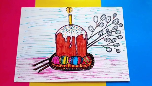 Рисование с детьми Пасхальный кулич