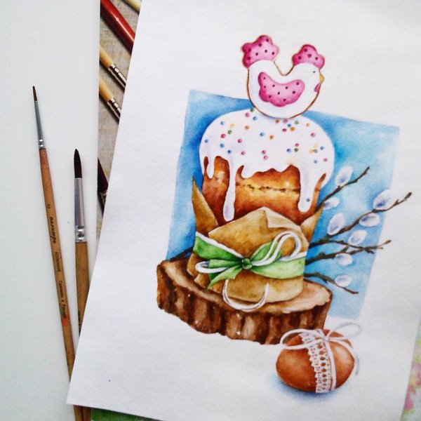 Пасхальный кулич скетч маркерами