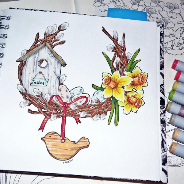 Идея скетчбук для рисования весенний