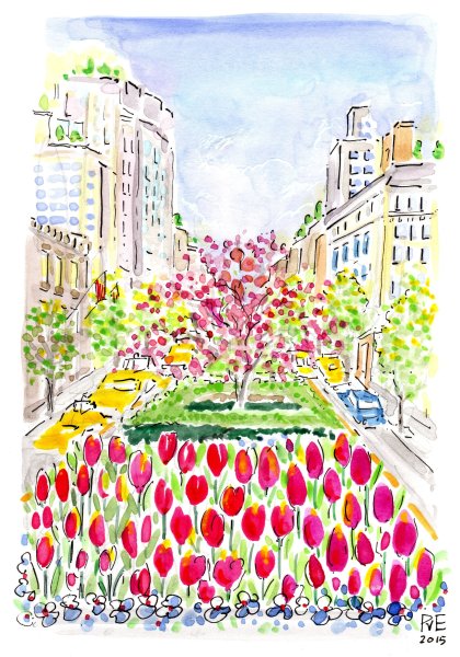 Акварельный скетч Весна