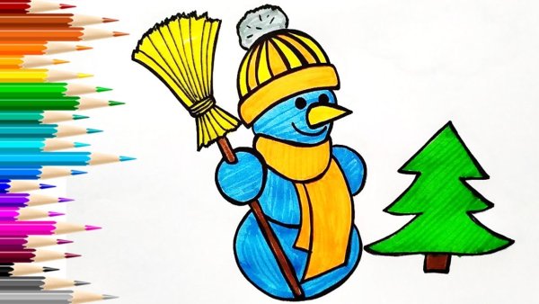 Снеговик фломастерами
