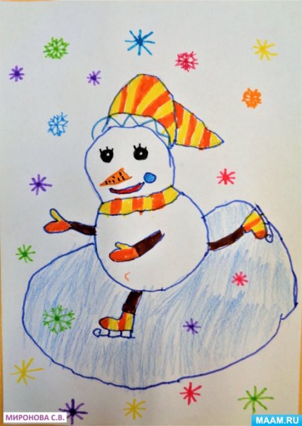 Рисунок снеговика для срисовки