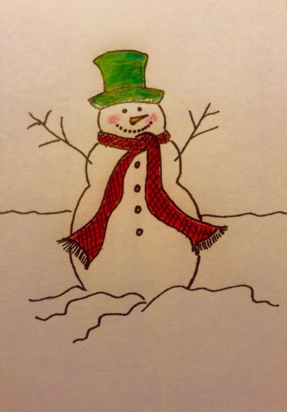 Скетчинг Снеговик