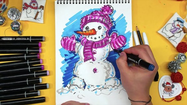 Новогодние открытки для рисования детям