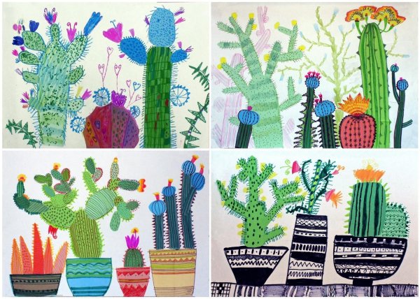 Рисование кактусов с детьми