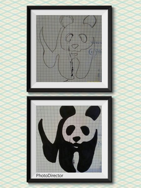 Панда черным маркером