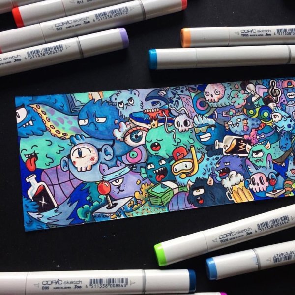 Рисунки спиртным фломастером