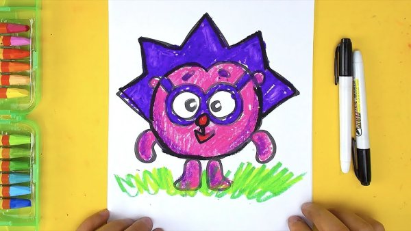 Рыба кит папа рисует смешариков