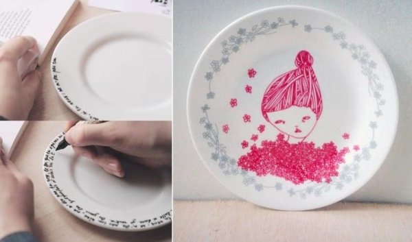 Роспись кружки перманентным маркером