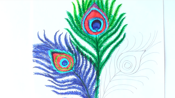 Рисование перо Жар птицы Лыкова