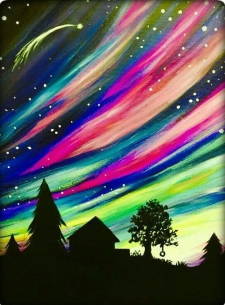 Правополушарное рисование Северное сияние