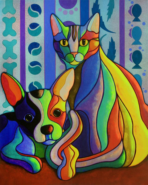 Животные в стиле витраж