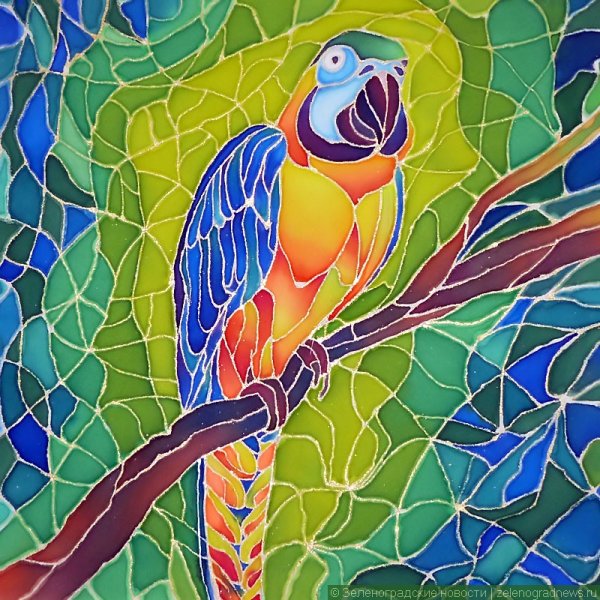 Витраж Тиффани волнистый попугайчик