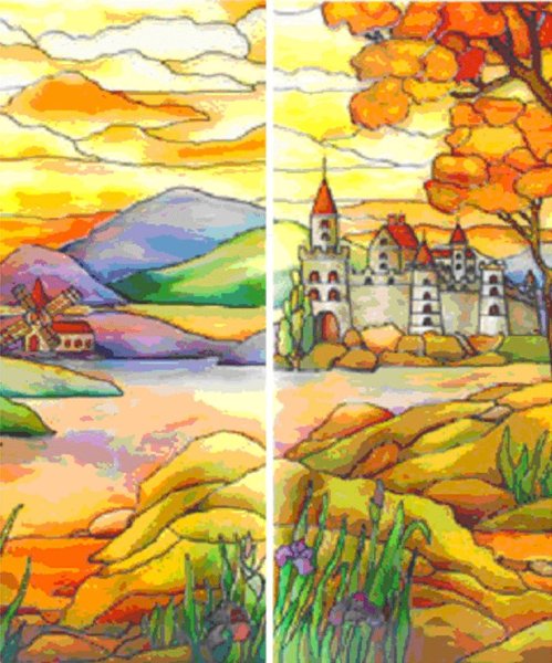 Рисунок для батика пейзаж