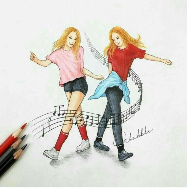 Рисунки карандашом подруги