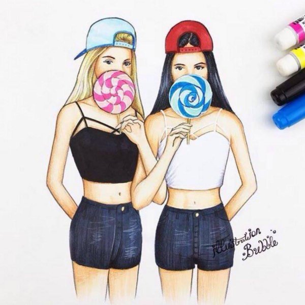 Подружки иллюстрация