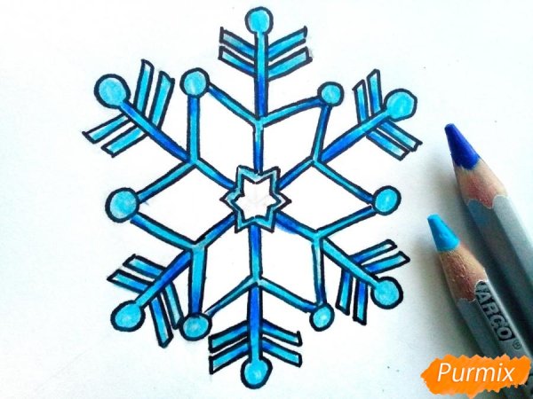 Снежинка рисунок маркером