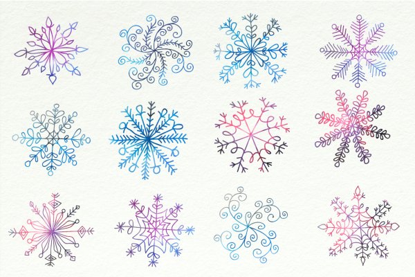 Формы снежинок для рисования