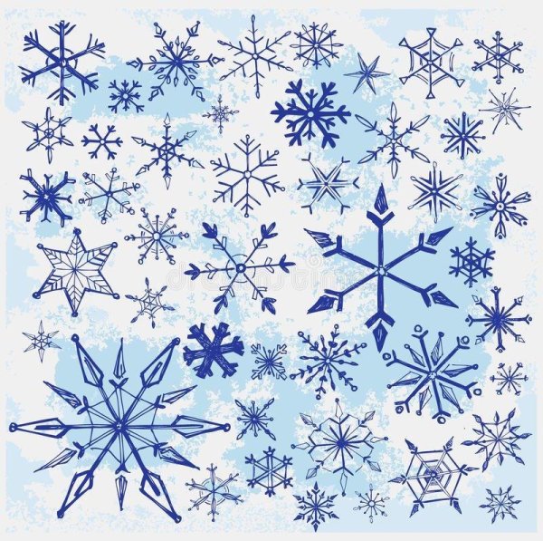 Снежинки карандашом