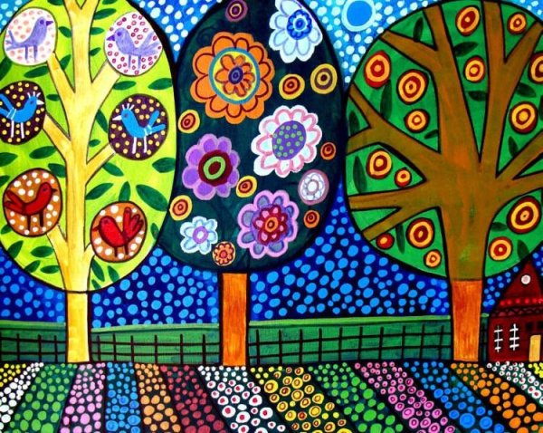 Декоративный пейзаж фломастерами