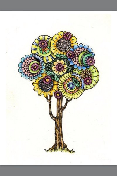 Дерево дудлинг и Зентангл