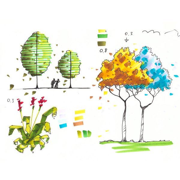 Дерево фломастерами