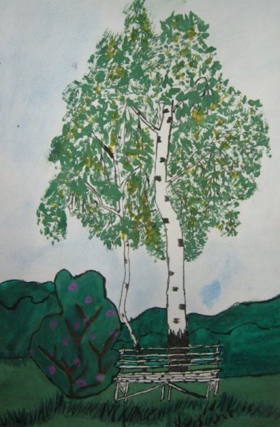 Березовая роща карандашом
