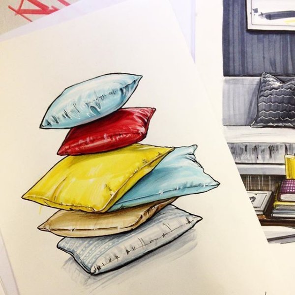 Подушки маркерами