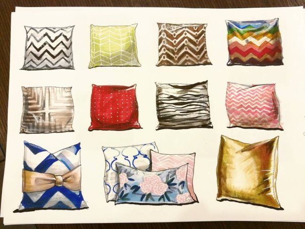 Интерьерные скетч подушки