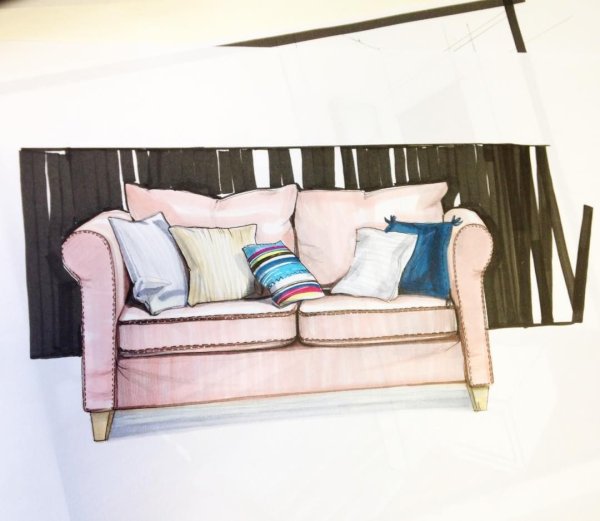 Диван скетч маркерами