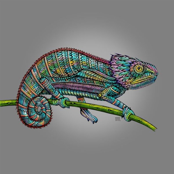 Хамелеон декоративное рисование