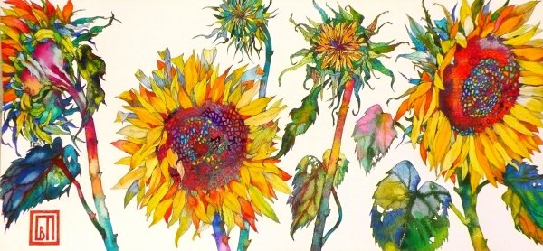 Цветы акварель маркеры