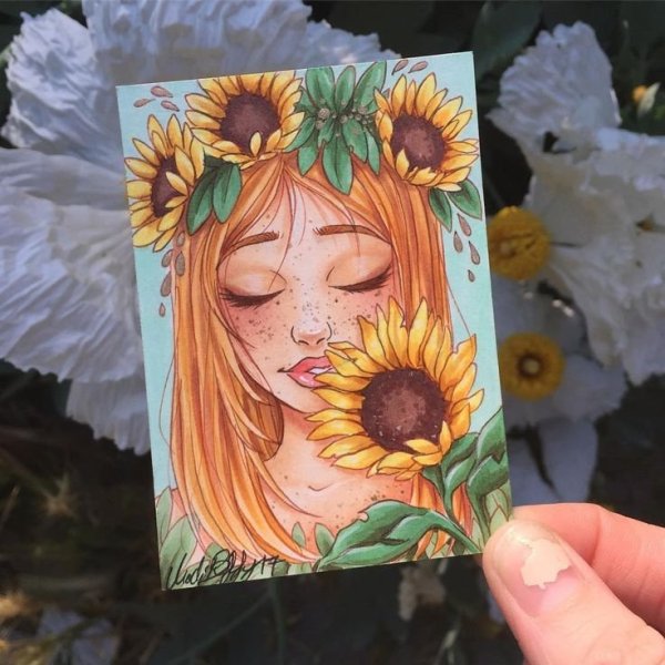 Подсолнух маркерами