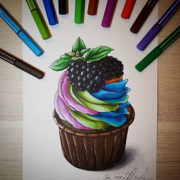 Капкейк маркерами