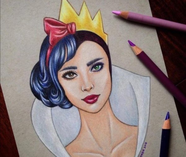 Злодеи Дисней цветными карандашами