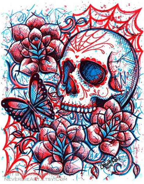 Рисование черепа маркерами