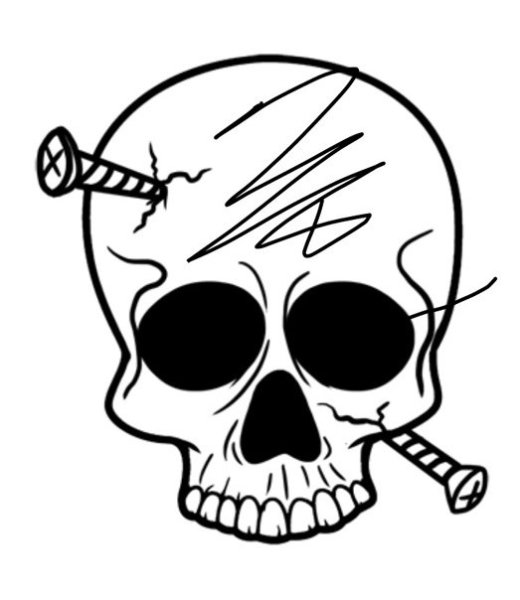 Тату череп маркером