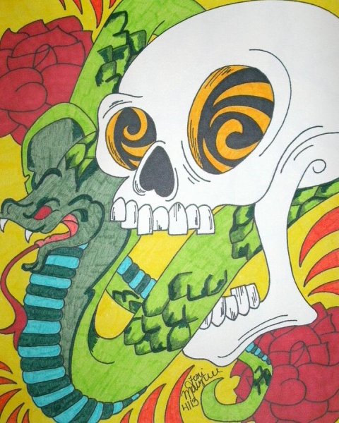 Граффити карандашом черепа
