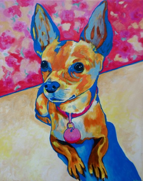 Разноцветная собака рисунок