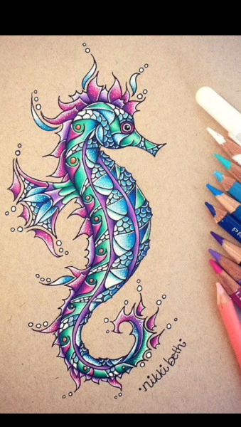 Тату морской конек
