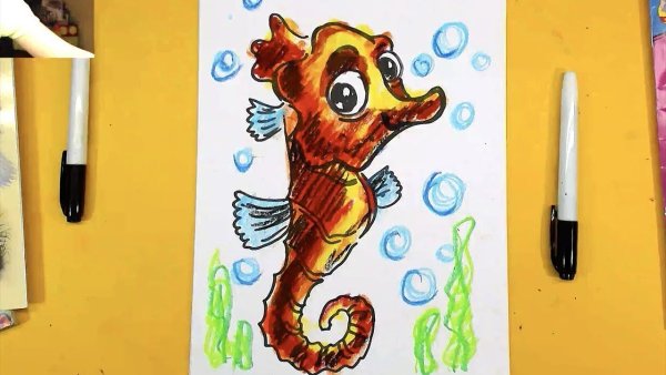 Рыба кит рисование для детей