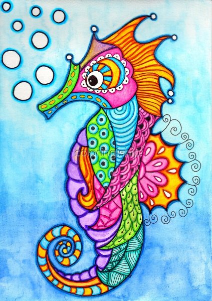 Морской конек рисунок