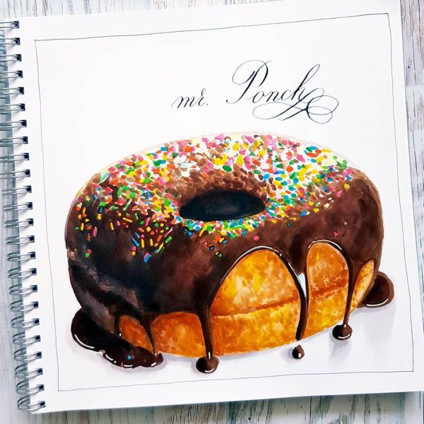 Скетчинг маркерами пончик